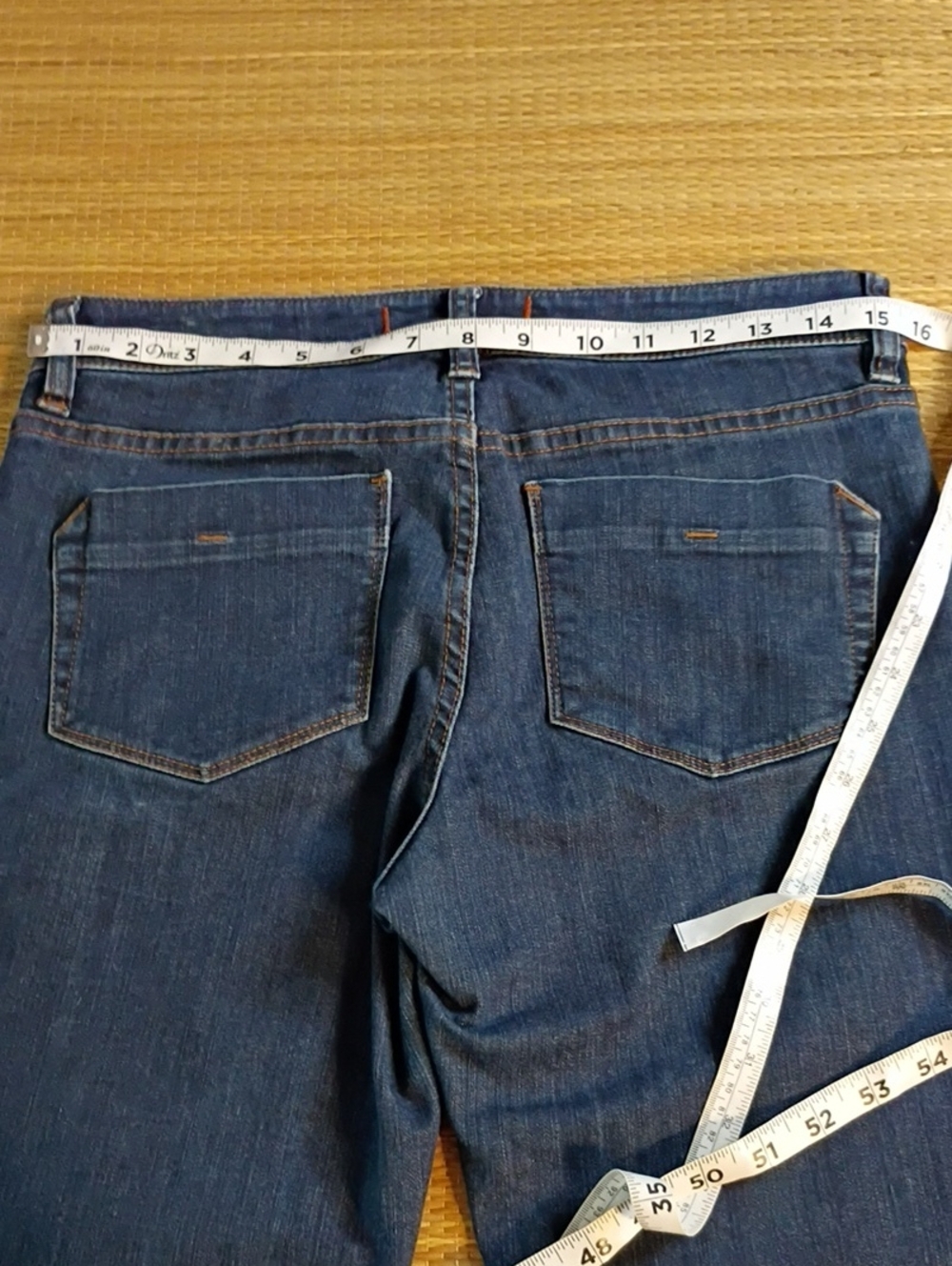 Tommy Bahama Boot Cut Navy Denim Jeans with Orange Stitching - Picture 8 of 9